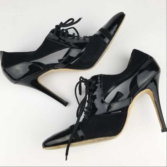 Manolo Blahnik Shoes - Monolo Blahnik cut out suede heeled booties 38